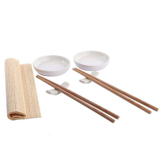 Imagem de Kit Comida Japonesa Hashi C/Apoio, Molheira e Enrolador 7Pçs - Wincy