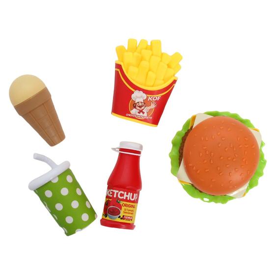 Imagem de Kit Comidinha de Brinquedo Fast Food Batata Refri Sorvete