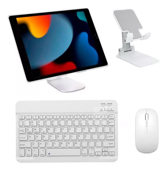 Imagem de Kit Compatível Com iPad Teclado Mouse + Capa + Suporte Película E Caneta