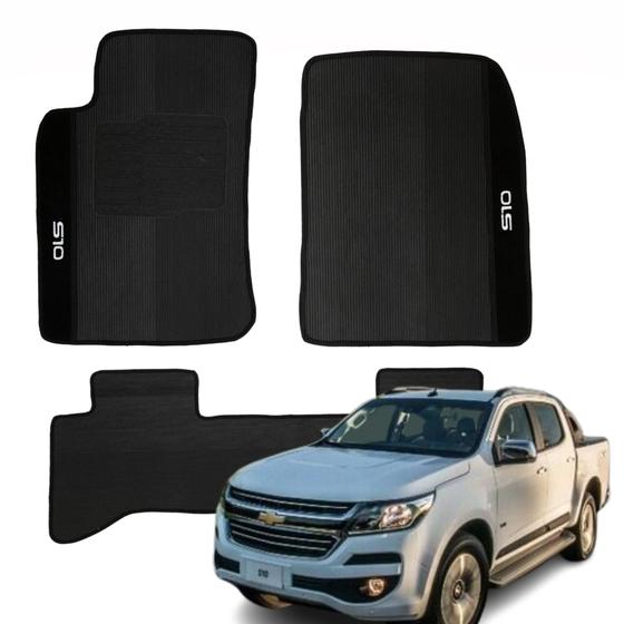 Imagem de Kit Completo 3 Peças Tapete Automotivos Específico Chevrolet S10 CD 2019 a 2023 - V0615