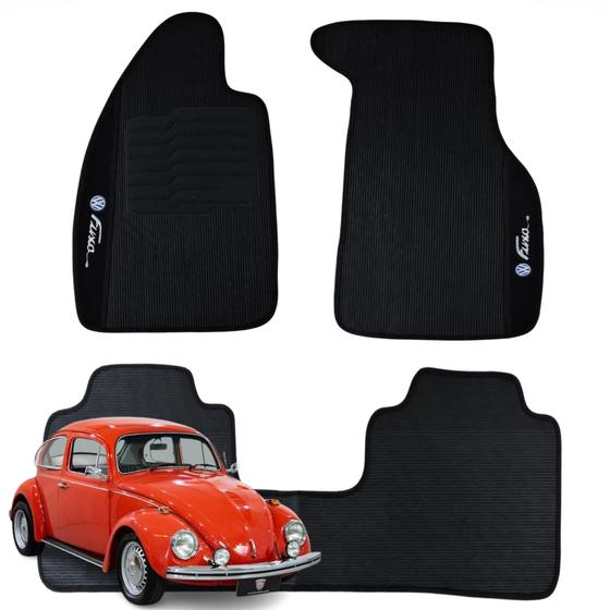 Imagem de Kit Completo 3P Tapetes Automotivos de Borracha Específicos Volkswagen Fusca 1951 a 1996 - V6079