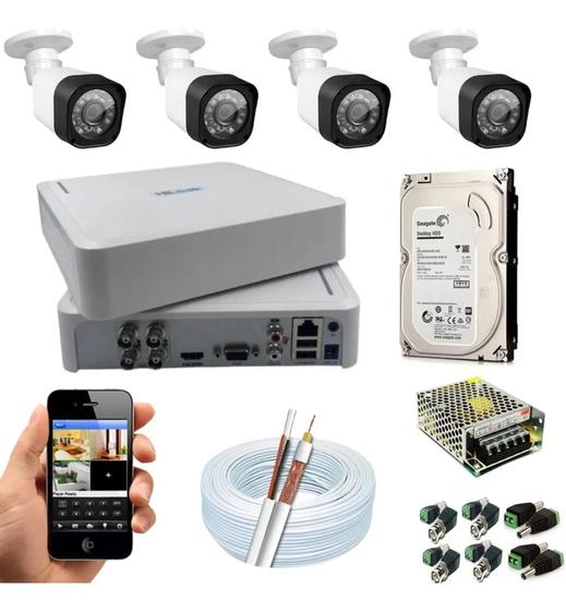 Kit Completo 4 Câmeras Econômico Hilook Full Hd 1080p Menor preço em Kit Completo 4 Câmeras Econômico Hilook Full Hd 1080p
