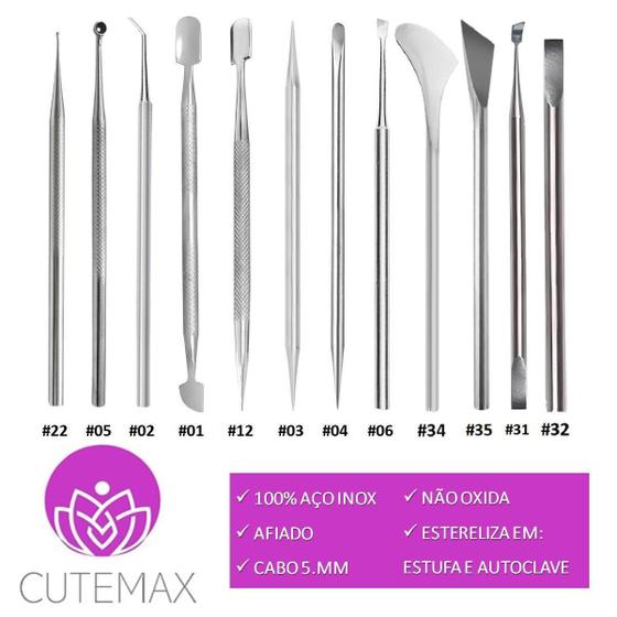Imagem de Kit Completo Com 12 Instrumentos Manicure Pedicuro Cutemax