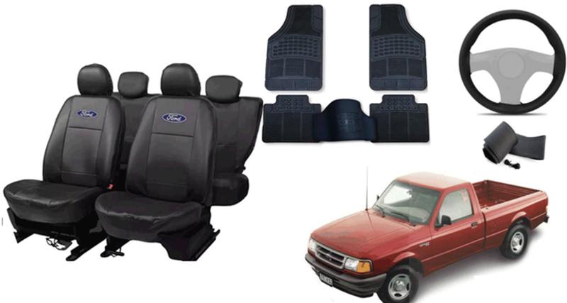Imagem de Kit Completo com Capa de Couro Ranger 91-03 + Tapete e Capa de Volante