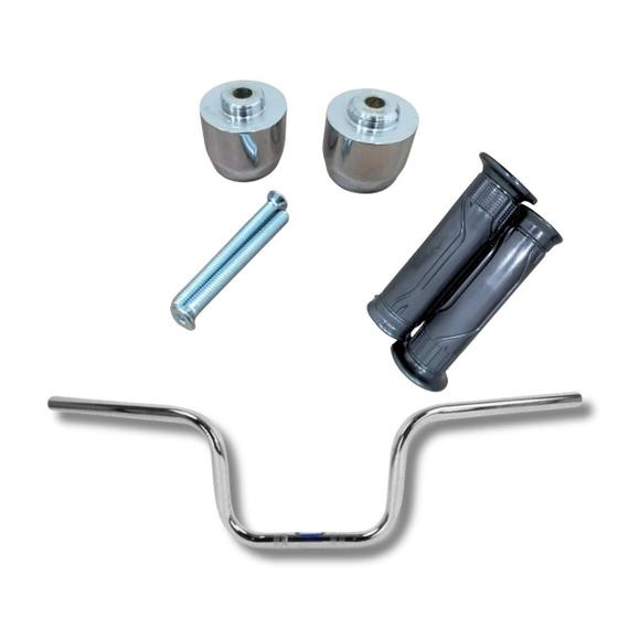 Imagem de Kit Completo De Guidão Titan 150 2022 A 2023 Com Pezinho Manoplas E Rosca Interna Durável