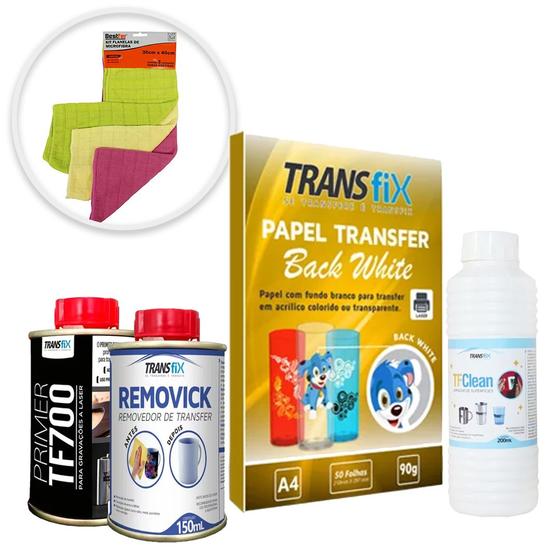 Imagem de Kit Completo de Limpeza e Preparação: Removedor de Transferência, Papel Back White, Produtos de Limpeza e Flanelas Bestfer