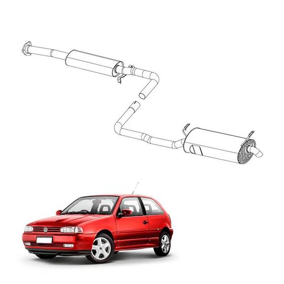 Imagem de Kit Completo Escapamento Gol 1.0 8V Trend 2002 a 2004 Aço