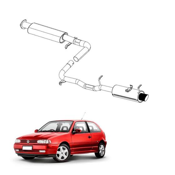 Imagem de Kit Completo Escapamento Gol 1.6 e 1.8 1997 a 1999 Esportivo