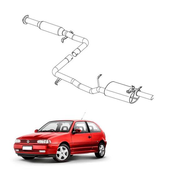Imagem de Kit Completo Escapamento Gol 2.0 MI 1997 a 1999 Opcional
