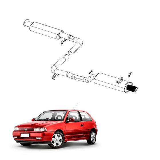 Imagem de Kit Completo Escapamento Gol 2.0 MI 1997 a 1999 Ponteira
