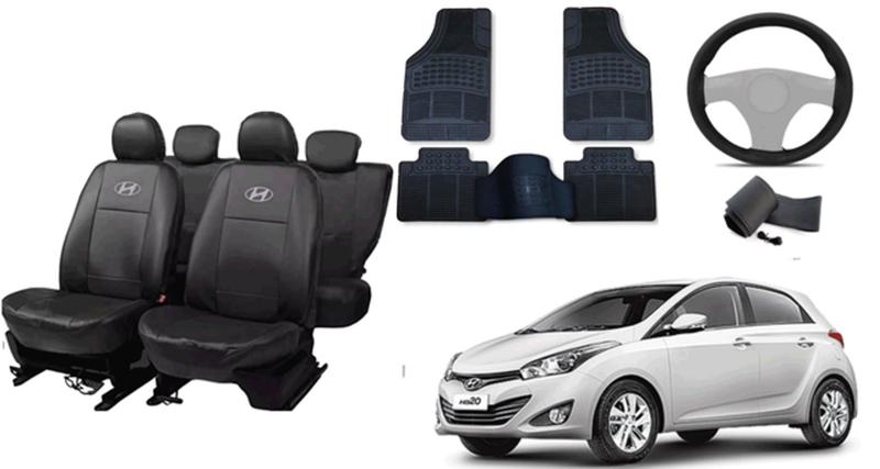 Kit Completo HB 20 12-16: Capa de Couro + Tapete + Capa de Volante - aero print Imagem de Kit Completo HB 20 12-16: Capa de Couro + Tapete + Capa de Volante