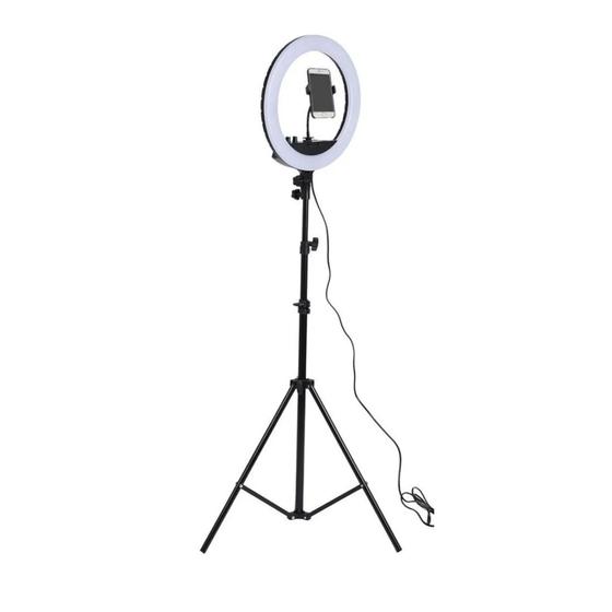 Imagem de Kit Completo Iluminador Luz LED Ring Light Youtuber Maquiagem 12 Polegadas 30cm com Tripé 2,10m