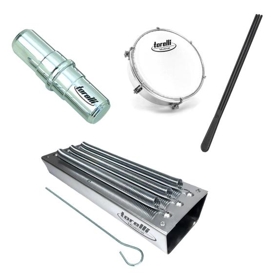 Kit Completo Instrumentos de Samba Tamborim + Reco + Ganzá Torelli
