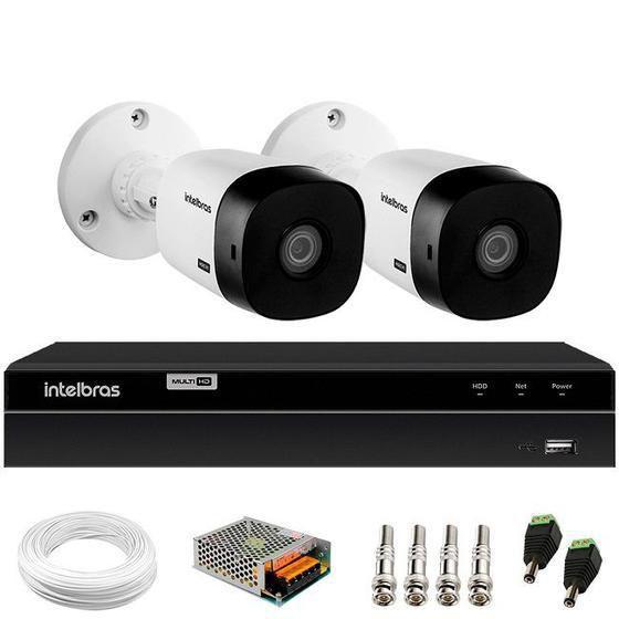 kit completo Intelbras com 02 cameras 1120 B + Dvr mhdx 1004 Gravador