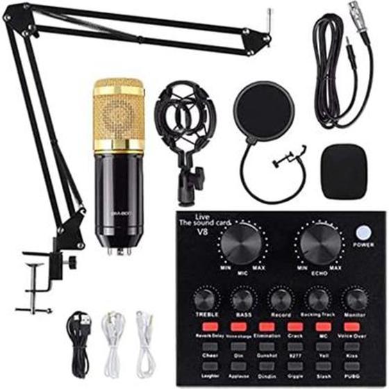 Kit Completo Interface Mesa V8S Com Microfone Condensador Com Braço Articulado Locução Live Stream. Menor preço em Kit Completo Interface Mesa V8S Com Microfone Condensador Com Braço Articulado Locução Live Stream.