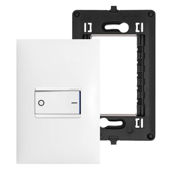 Imagem de Kit Completo Interruptor Bipolar com Placa e Suporte 4x2 Legrand PIAL Plus+