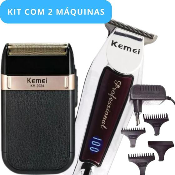 Imagem de Kit Completo Masculino Kemei: Barbeador 2024 E Máquina