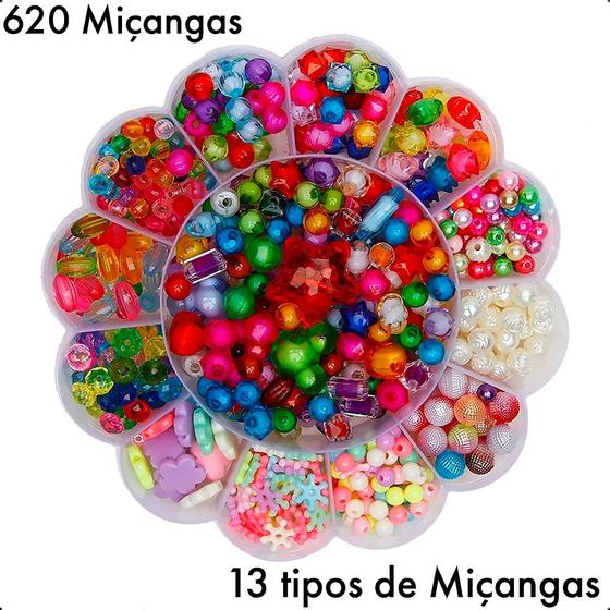 Imagem de Kit Completo Miçangas Coloridas Infantil Pulseira Bijuterias