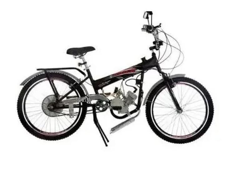 Imagem de Kit Completo Motor Para Bicicleta Motorizada 80cc prata preto
