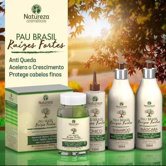 Imagem de Kit completo pau brasil - shampoo +máscara + tônico + cápsula - natureza cosméticos