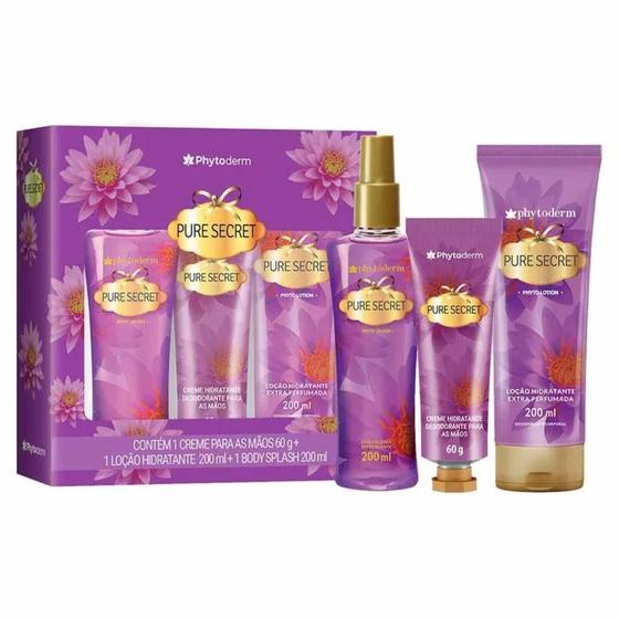Imagem de Kit Completo Phytoderm Pure Secret Body Splash 200ml + Creme Hidratante 60g + Loção Corporal 200ml