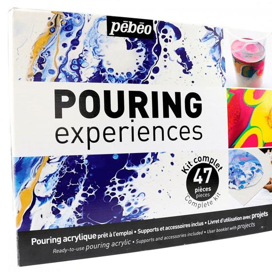 Imagem de Kit Completo Pintura Acrílica Fluida Pouring Pébéo 47 Peças