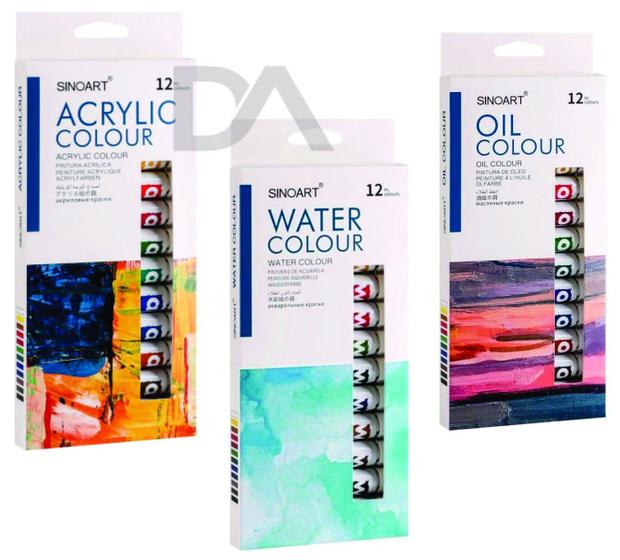 Imagem de Kit completo pintura Tinta Aquarela Oleo  Acrilico Sinoart