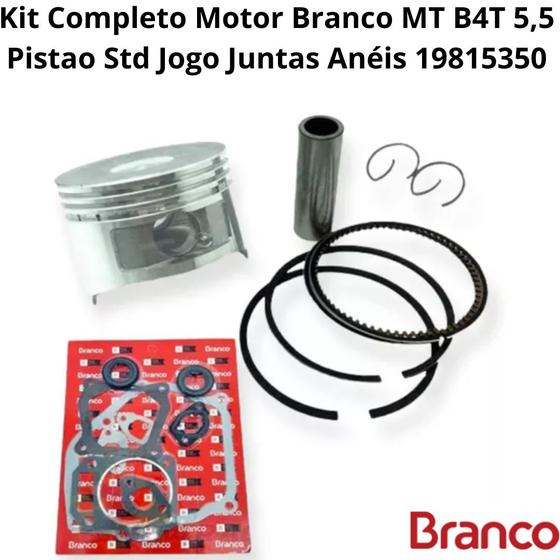 Imagem de Kit Completo Pistao Std Jogo Juntas Anéis Motor Branco MT B4T 5,5 19815350 Original