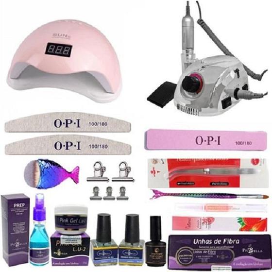 Imagem de Kit Completo Piubella, Cabine E Lixadeira Nail Drill Metalic