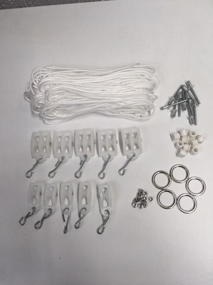 Imagem de Kit Completo Reparo Varal de Teto ou Parede com 23,5m de corda