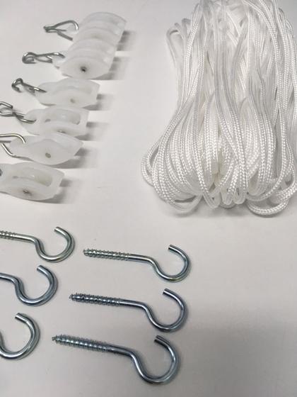 Imagem de Kit Completo Reparo Varal de Teto ou Parede com 40m de corda