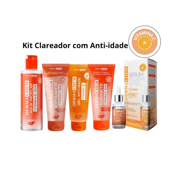 Kit Completo Skin Care Vitamina C Clareador Facial e Corporal