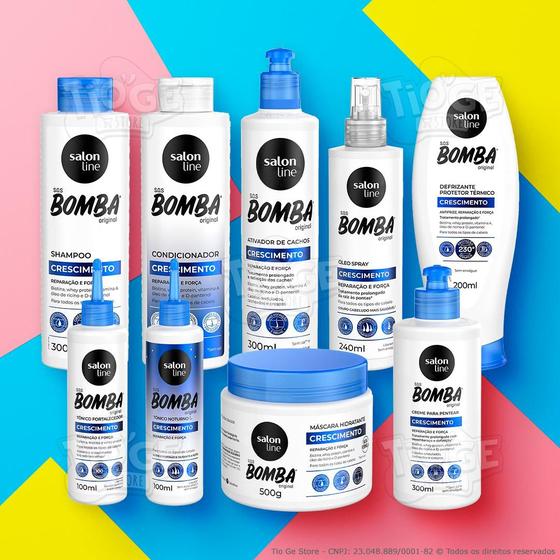 Imagem de Kit Completo SOS Bomba Shampoo + Condicionador + Ativador + Creme + Defrizante + Spray + Máscara + Tônico + Tônico Noite