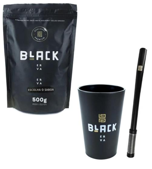 Imagem de Kit Completo Tereré Black Erva Cuia + Bomba Premium + Erva