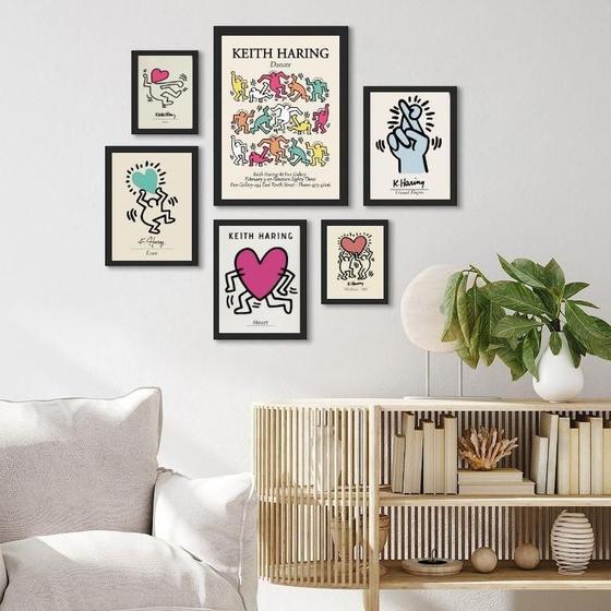 Imagem de Kit Composição 6 Quadros Artes Keith Haring - Com Vidro