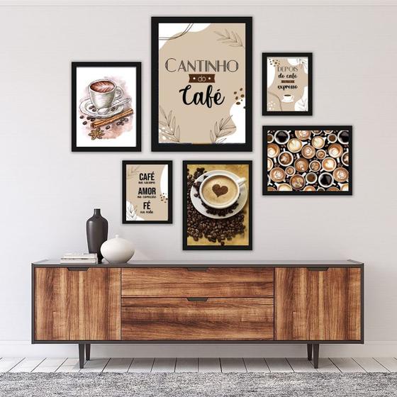 Imagem de Kit Composição 6 Quadros Decorativos Cantinho Do Café - com vidro