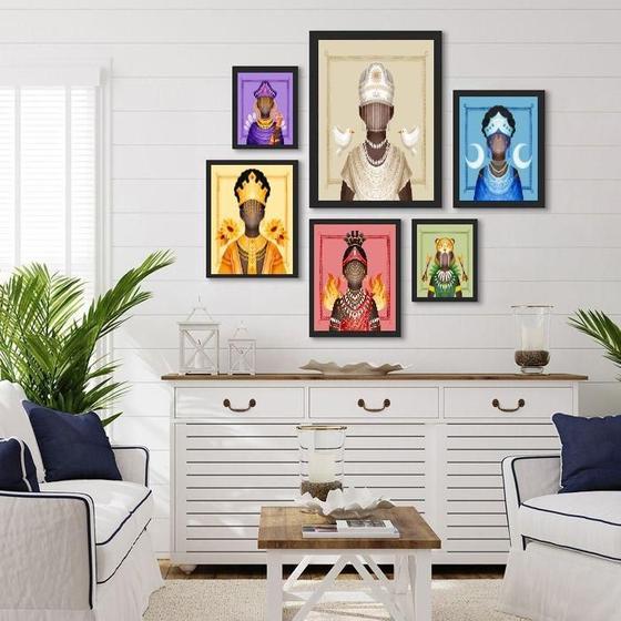 Imagem de Kit Composição 6 Quadros Decorativos Orixás Candomblé