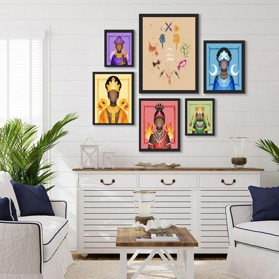 Imagem de Kit Composição 6 Quadros Decorativos Os Orixás