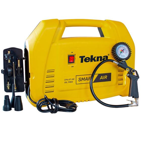 Kit Compressor de Ar Direto Formato Maleta 1.5hp Isento de Óleo 3450 RPM Tekna CP6 0T 1MK Imagem de Kit Compressor de Ar Direto Formato Maleta 1.5hp Isento de Óleo 3450 RPM Tekna CP6 0T 1MK