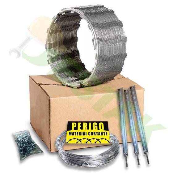 Kit concertina para muro c/ 10m x 45cm segurança metal forte espiral