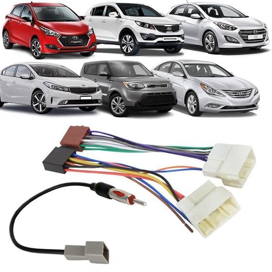 Imagem de Kit Conector Chicote Ligação Plug And Play Hyundai Kia Hb20