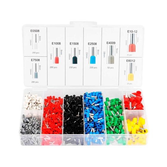 Imagem de Kit Conector Terminal Tubular Ilhós 800 Un Kit Completo Terminal Isolante 800 uni