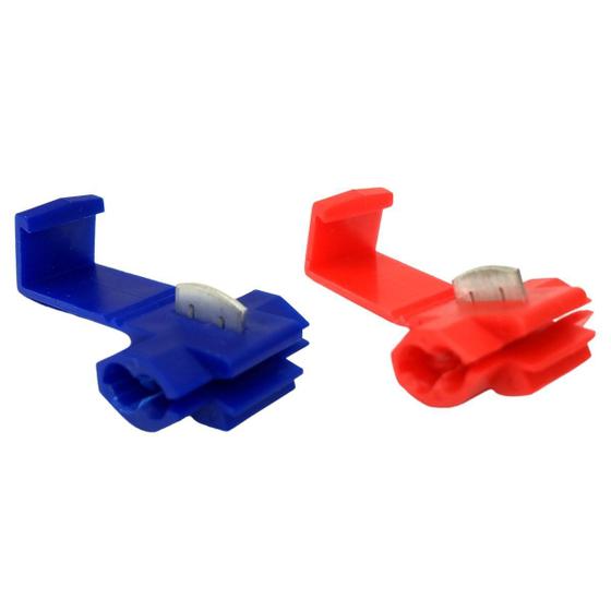 Imagem de Kit Conectores Derivação Taplink Azul e Vermelho Para Fios Cabos 0,5 a 2,5mm² Emenda Fiação 50 Unid De Cada