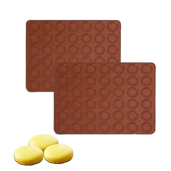 Imagem de Kit Confeitaria 2 Tapete Silicone Macaron Com 48 Cavidades