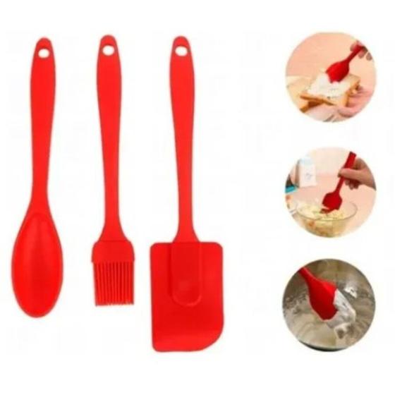 Imagem de Kit Confeiteiro 3 Peças de Silicone Confeitaria Bolo, Utensílios de Cozinha 20cm Casa Utilidades