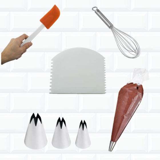 Imagem de Kit Confeiteiro - Bicos Para Confeitar 1m (p,m,g) + Utensili