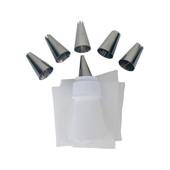 Imagem de Kit Confeiteiro Saco de Confeitar + 6 Bicos Inox