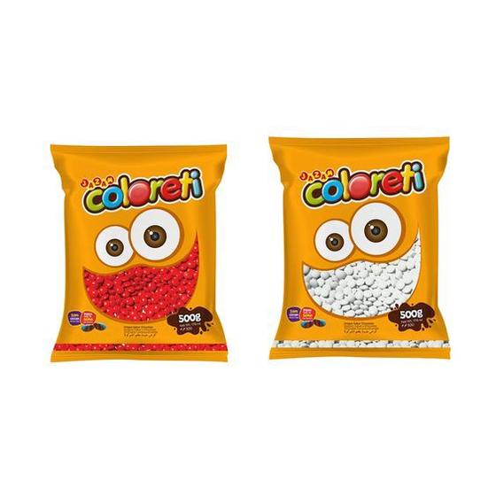 Imagem de Kit Confeito de Chocolate 2 Cores Vermelho e Branco 1Un Cada