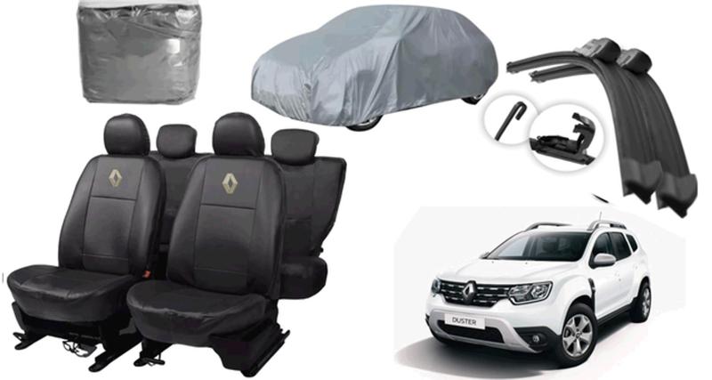 Imagem de Kit Conforto Completo para Duster 2017-2023: Capas de Couro e Limpador