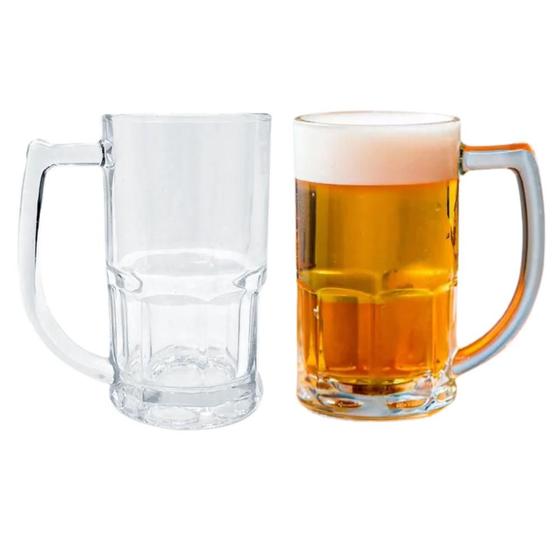 Imagem de Kit Conjunto 02 Caneca de Vidro Vitamina 320 ML Bebidas Cerveja Choop